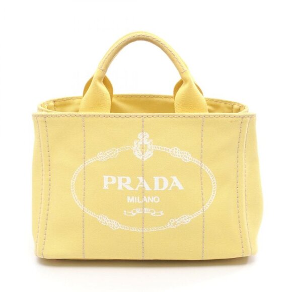 Prada Handbags - Prada Tote Bag Canapa Mini Bn2439 Yellow Canvas Canapa Tote